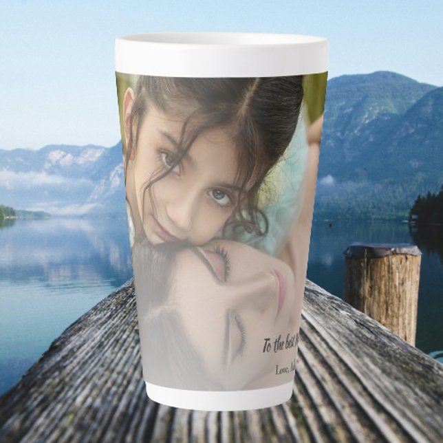 Caneca De Café Latte Melhor Mãe Alguma Vez Foto Latte Mug (Best Mom Ever Photo Personalized Latte Mug)