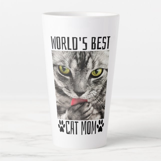 Caneca De Café Latte Melhor Mãe de Gato do Mundo    (Frente)