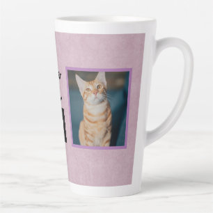 Caneca De Café Latte Melhor Mãe De Gato Nome/Fotografias Lata Rosa