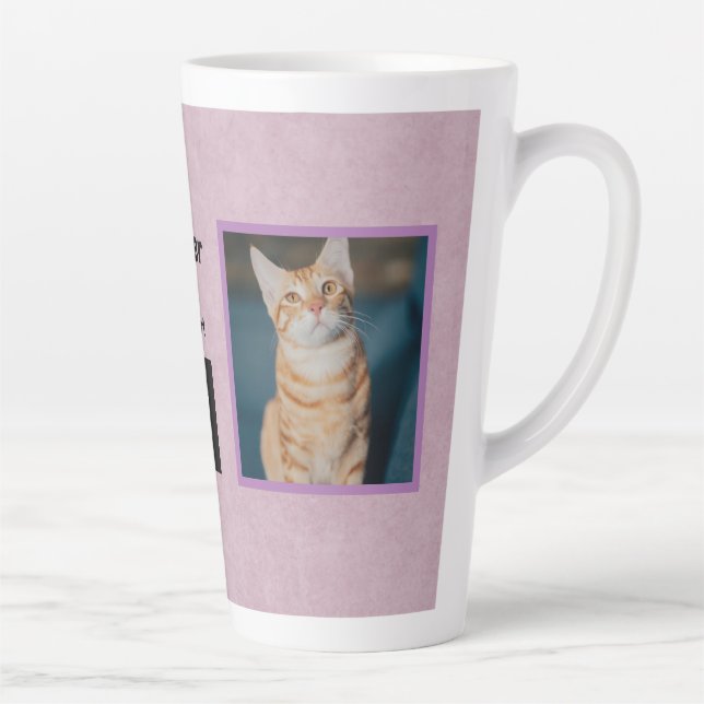 Caneca De Café Latte Melhor Mãe De Gato | Nome/Fotografias Lata Rosa (Direita)