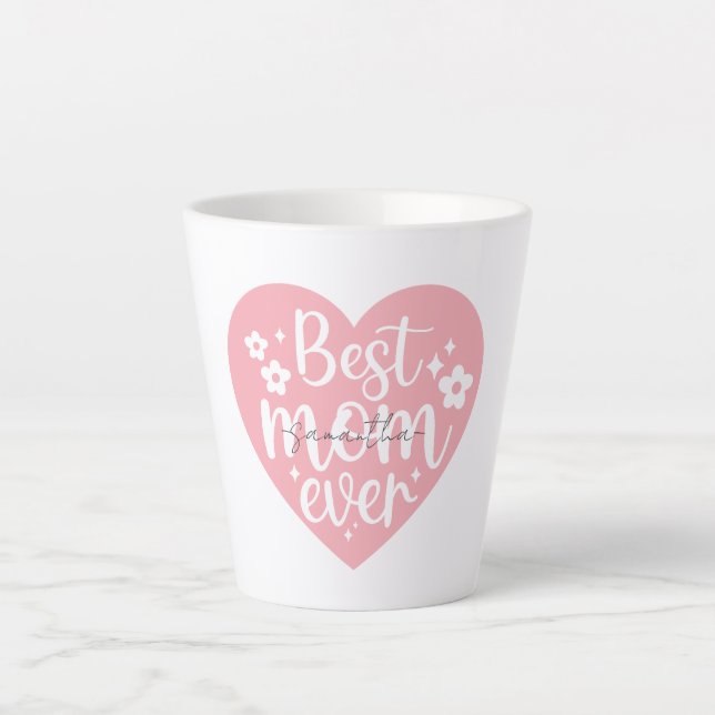 Caneca De Café Latte Melhor Mãe de Sempre - Coração (Frente)