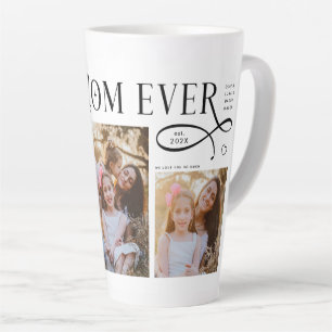 Caneca De Café Latte Melhor Mãe de Todos os Tempos 3 Fotos Coração Pres