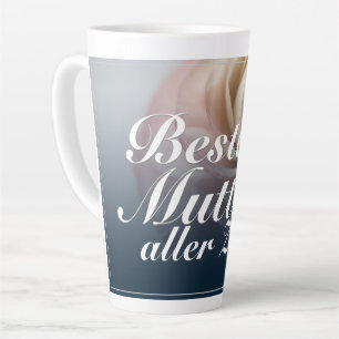 Caneca De Café Latte Melhor mãe de todos os tempos com grande rosa rosa