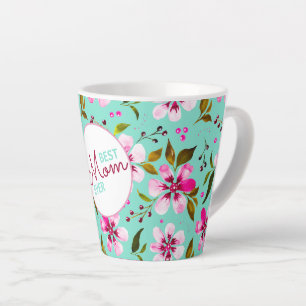 Caneca De Café Latte Melhor Mãe de Todos os Tempos Personalizado Aqua e