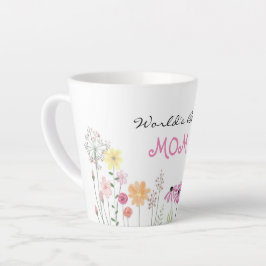 Caneca De Café Latte Melhor Mãe do Mundo | Jardim de flores silvestres