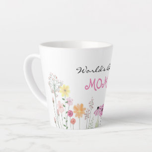 Caneca De Café Latte Melhor Mãe do Mundo Jardim de flores silvestres