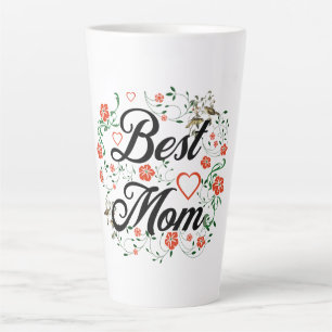 Caneca De Café Latte Melhor Mãe Elegante Design Floral