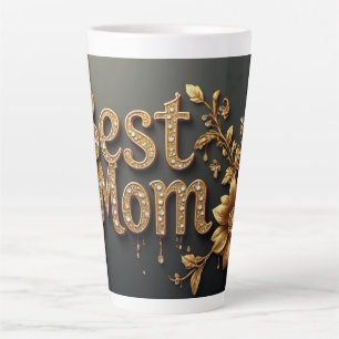 Caneca De Café Latte Melhor Mãe Letra Dourada