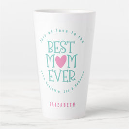Caneca De Café Latte Melhor Mãe Mãe Nome Alguma Vez Típografia Rosa Tea