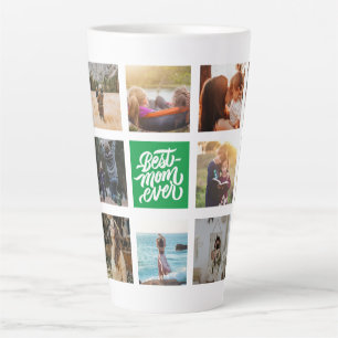 Caneca De Café Latte Melhor Mãe Nunca Personalizada Colagem de Fotos V