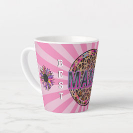 Caneca De Café Latte Melhor Mãe Nunca Personalizar Floral