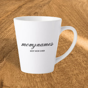 Caneca De Café Latte Melhor Mãe Personalizada Nome De Caligrafia
