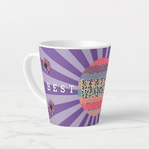 Caneca De Café Latte Melhor Mãe Purple Floral Personalizar