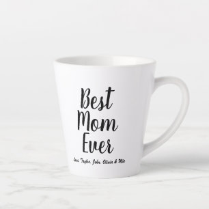 Caneca De Café Latte Melhor mãe - Script personalizado preto personaliz