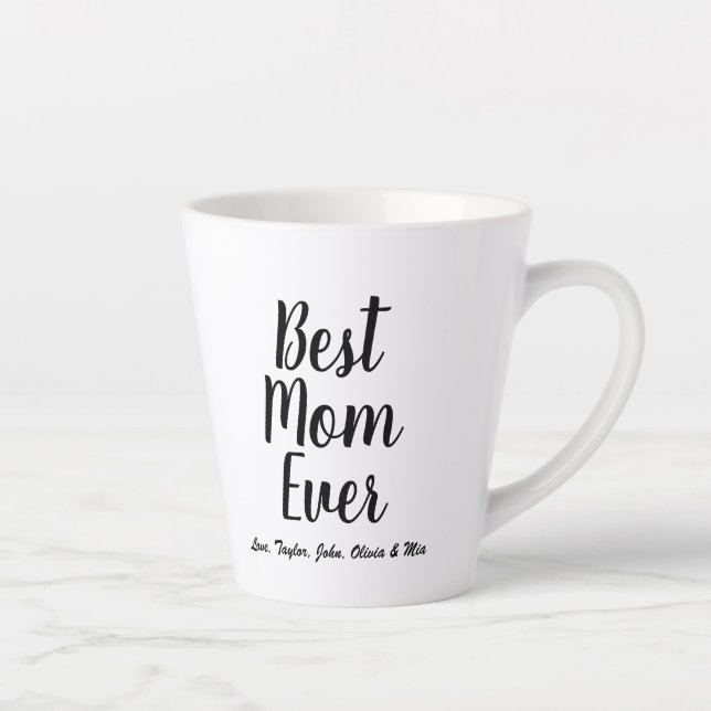 Caneca De Café Latte Melhor mãe - Script personalizado preto personaliz (Direita)