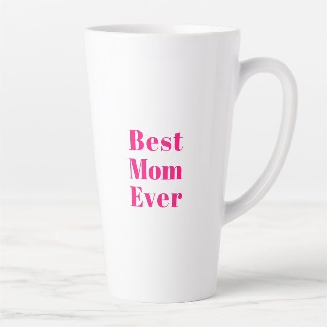 Caneca De Café Latte Melhor mãe, uma chique branca e moderna, rosa-rosa (Direita)