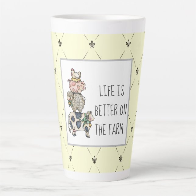 Caneca De Café Latte Melhor na Fazenda de animais empilhados (Frente)