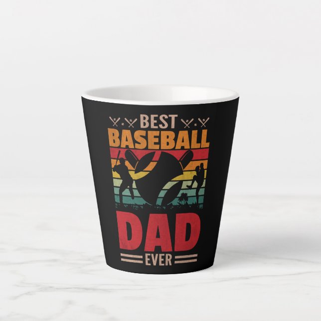 Caneca De Café Latte Melhor Pai De Baseball Nunca (Frente)