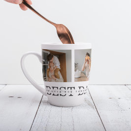 Caneca De Café Latte Melhor Pai De Foto E Cinza De Colagem Moderna