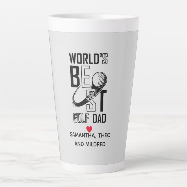Caneca De Café Latte Melhor Pai de Golfe do Mundo - Presente Engraçado  (Frente)