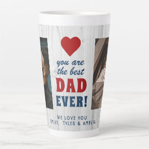 Caneca De Café Latte Melhor Pai de Todos Coração Vermelho de Madeira Rú