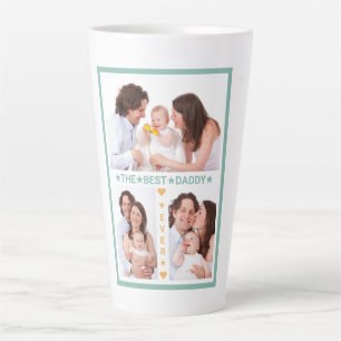 Caneca De Café Latte Melhor Pai do Mundo Colagem de Fotos da Família Di