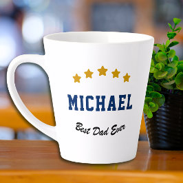 Caneca De Café Latte Melhor Pai do Mundo Texto Personalizado Estrelas D