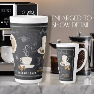 Caneca De Café Latte Melhor Pai Tipografia em Quadro de Qualkboard Café