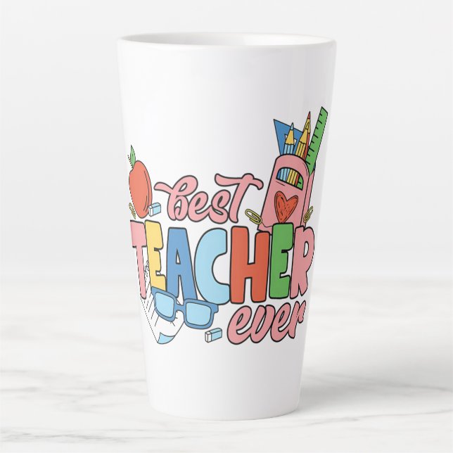 Caneca De Café Latte Melhor Professora De Todos Os tempos - Um Tributo  (Frente)