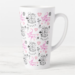 Caneca De Café Latte Melhor Texto Personalizado de Aniversário da Filha
