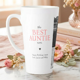Caneca De Café Latte Melhor Tia do Mundo Citação Colagem de Fotos Perso