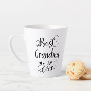 Caneca De Café Latte Melhor Vovó Alguma Vez Tipografia Escrita Cursiva