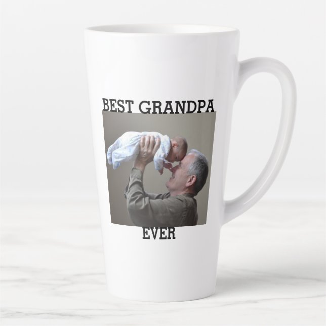 Caneca De Café Latte Melhor Vovô Já Criou Foto Personalizada (Direita)