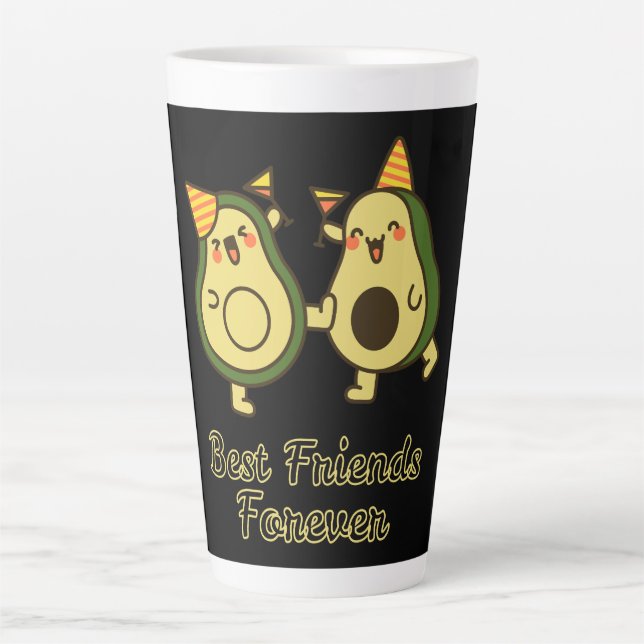 CANECA DE CAFÉ LATTE MELHORES AMIGAS PARA SEMPRE, ABACATE ENGRAÇADO, DI (Frente)