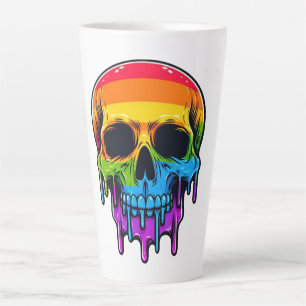Caneca De Café Latte Melthing Rainbow Skull