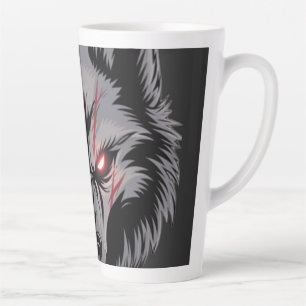 Caneca De Café Latte Menacando Lobo com Olhos Vermelhos Brilhantes
