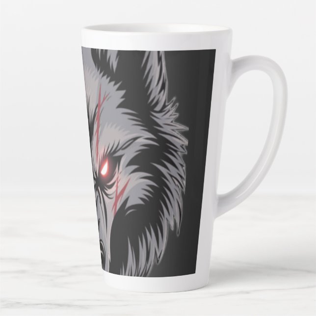 Caneca De Café Latte Menacando Lobo com Olhos Vermelhos Brilhantes (Direita)