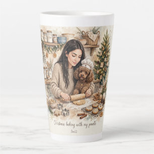 Caneca De Café Latte Menina beijando cachorrinho Poodle–Mãe de Poodle