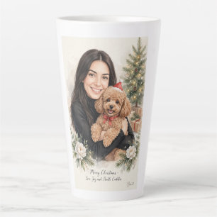 Caneca De Café Latte Menina beijando cachorrinho Poodle–Mãe Poodle