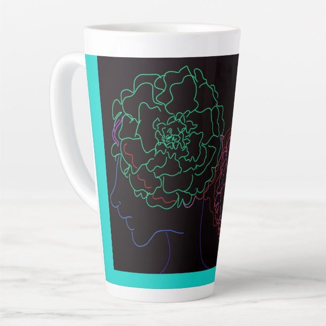 Caneca De Café Latte Menina com Marigold Afro Puffs (Ângulo esquerdo)