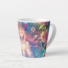 Caneca De Café Latte Menina de animação etérea mágica