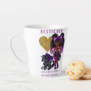 Caneca De Café Latte Meninas Amigas Presentes Preto Unicórn Besticorn 