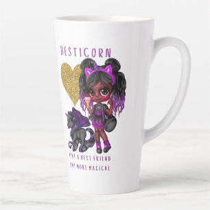 Caneca De Café Latte Meninas Amigas Presentes Preto Unicórn Besticorn M