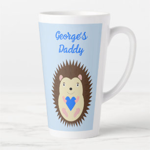 Caneca De Café Latte Menino Azul Coração Ourico Personalizado