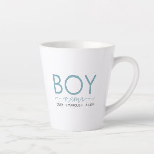 Caneca De Café Latte Menino Mamãe Personalizada Com Nomes
