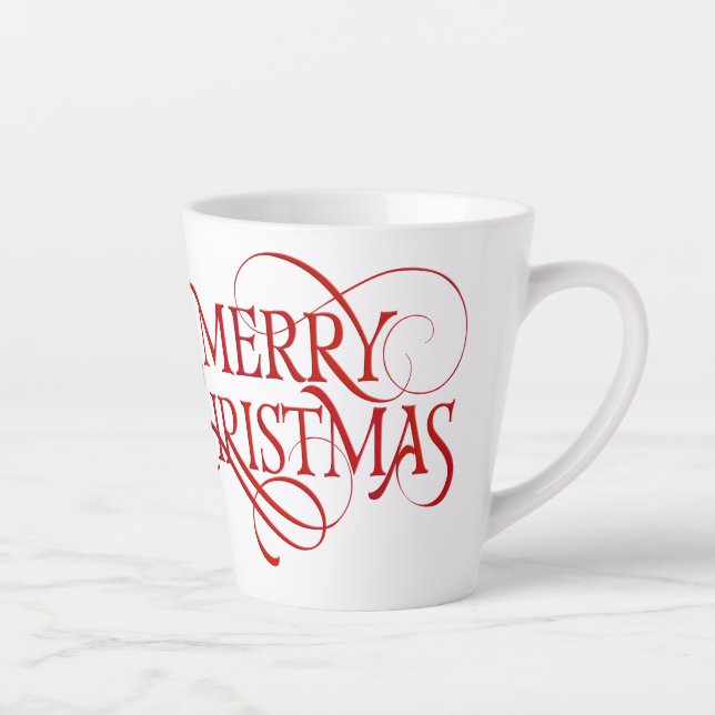 Caneca De Café Latte Mensagem de Natal feliz (Direita)