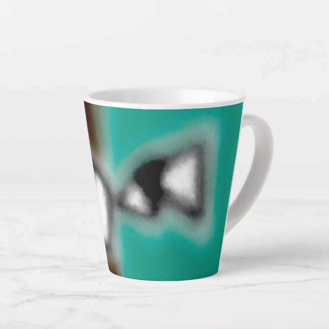 Caneca De Café Latte Mensagem em uma garrafa: Abstrato Brown, Teal, B & (Ângulo direito)