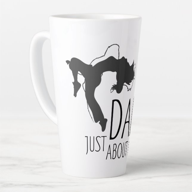 Caneca De Café Latte Mensagem Engraçada - Basta Dançar Sobre Isso 1 (Ângulo esquerdo)