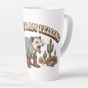 Caneca De Café Latte Mentalmente Estou Gritando Possum Vaqueiro Engraça