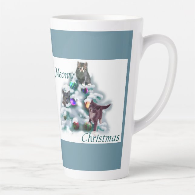 Caneca De Café Latte Meowy Christmas (Direita)